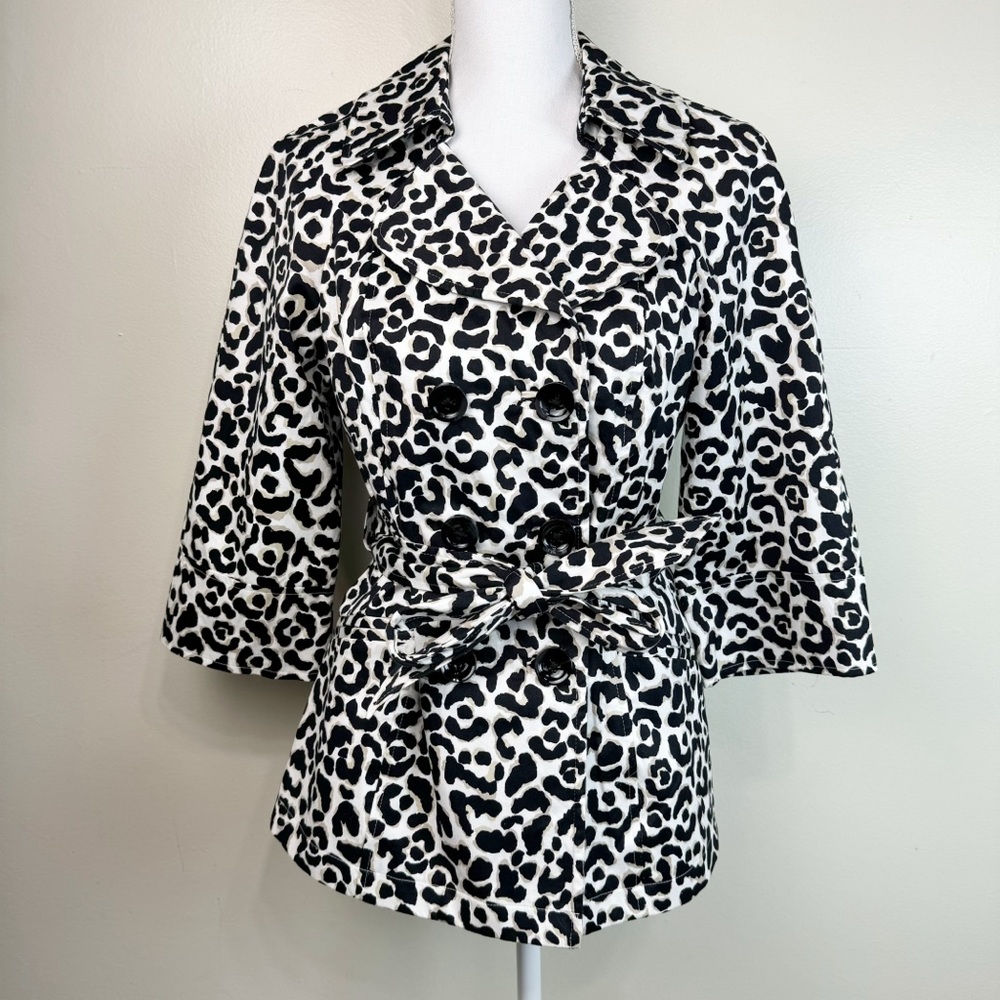 White House Black Market Double Breasted Pea Coat with Tie